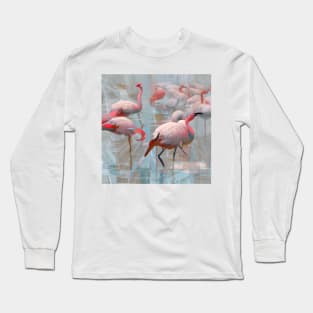 Flamingo Party Abstract Long Sleeve T-Shirt